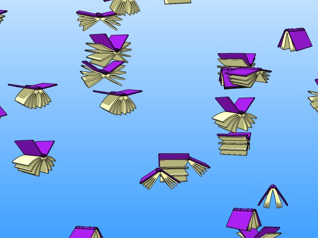 Flying Books - A flock of books flap over your screen.