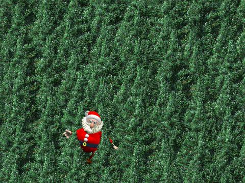 XMasMan - Santa Claus pops up from Xmas trees
